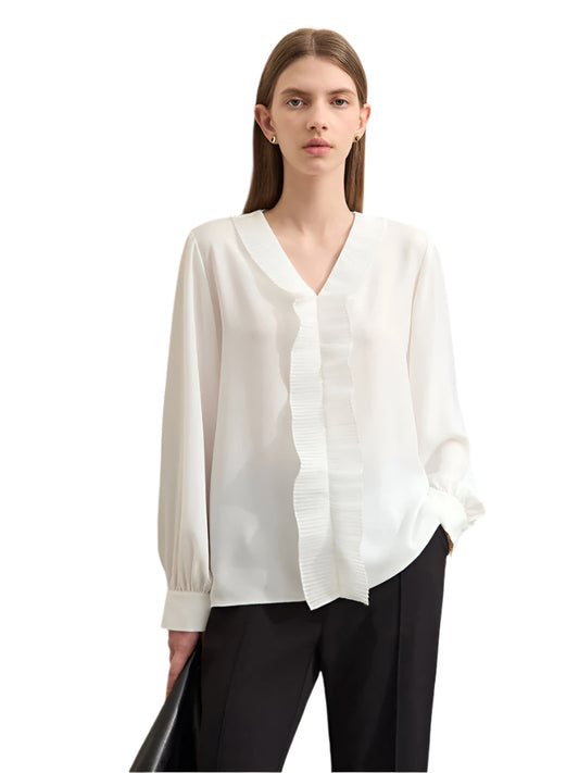 Minimalist V-Neck Chiffon Blouse