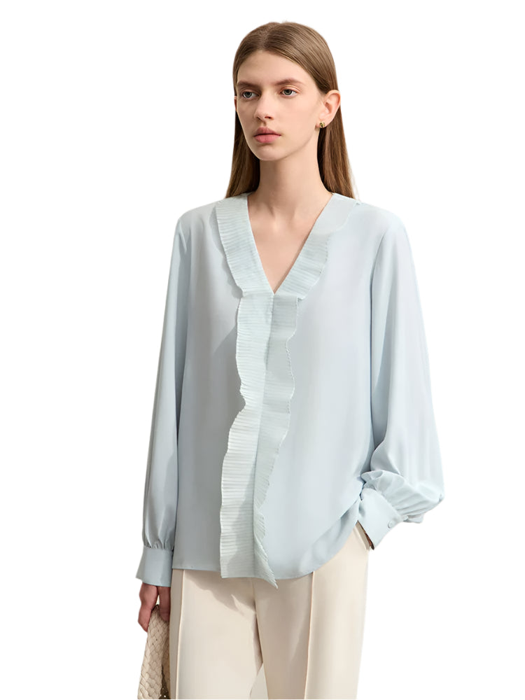 Minimalist V-Neck Chiffon Blouse