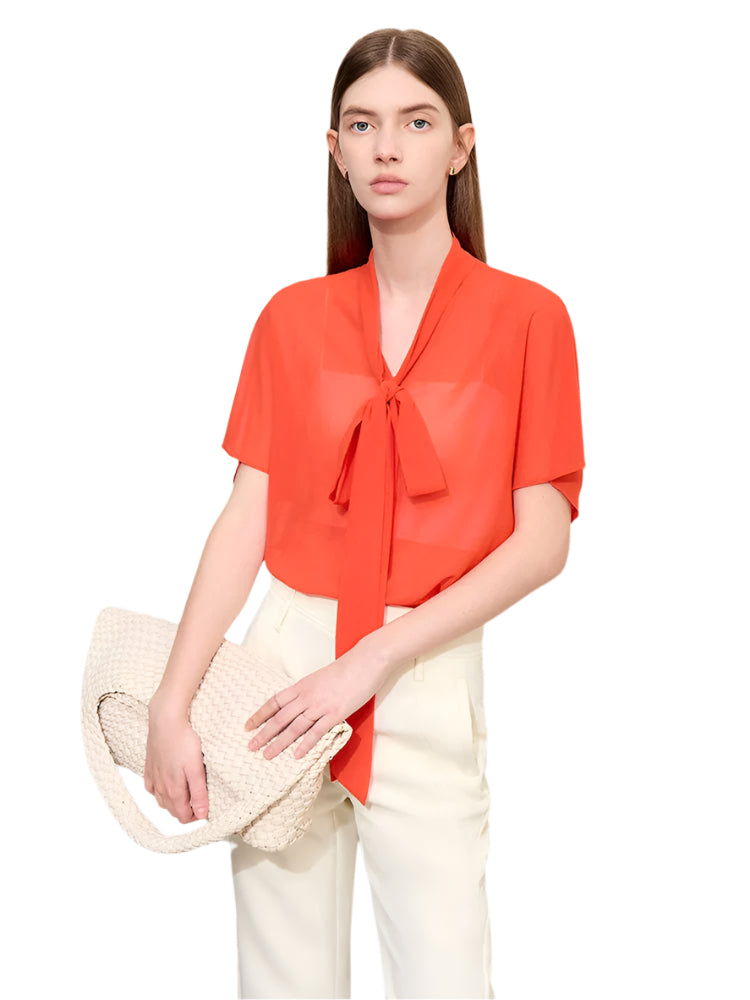 Silk Chiffon Raglan Sleeve Blouse